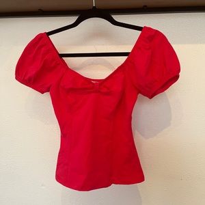 Powder puff blouse in Rose Red